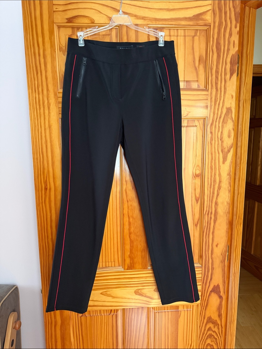 Robell Black Pants with Red Side Piping